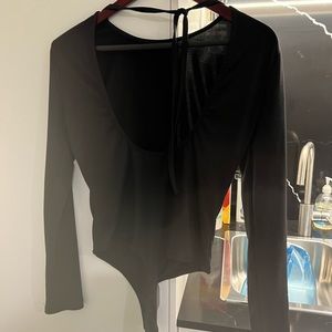 Black Long sleeve Bodysuit with open back